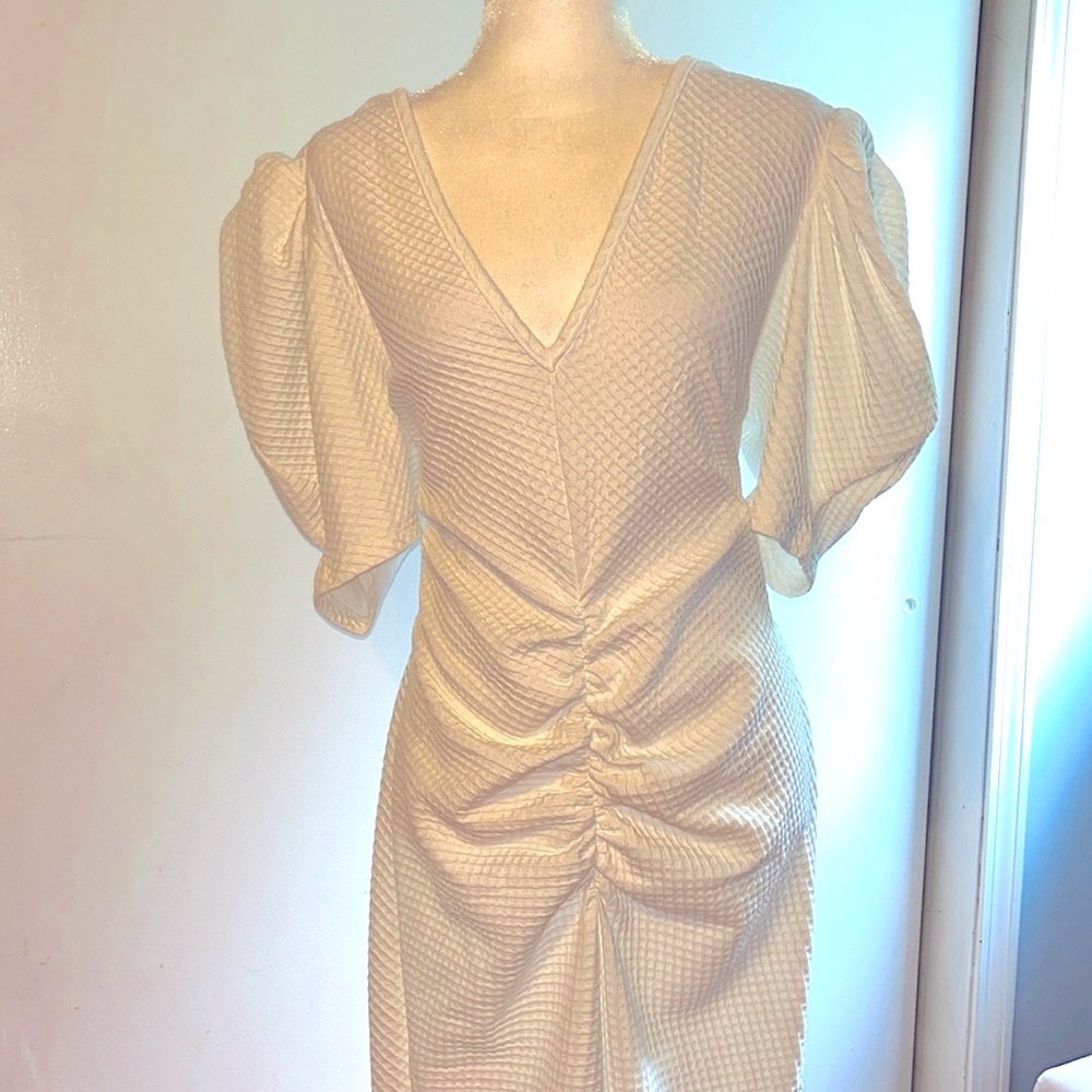 SHEIN white waffle textured body con dress size 3X
